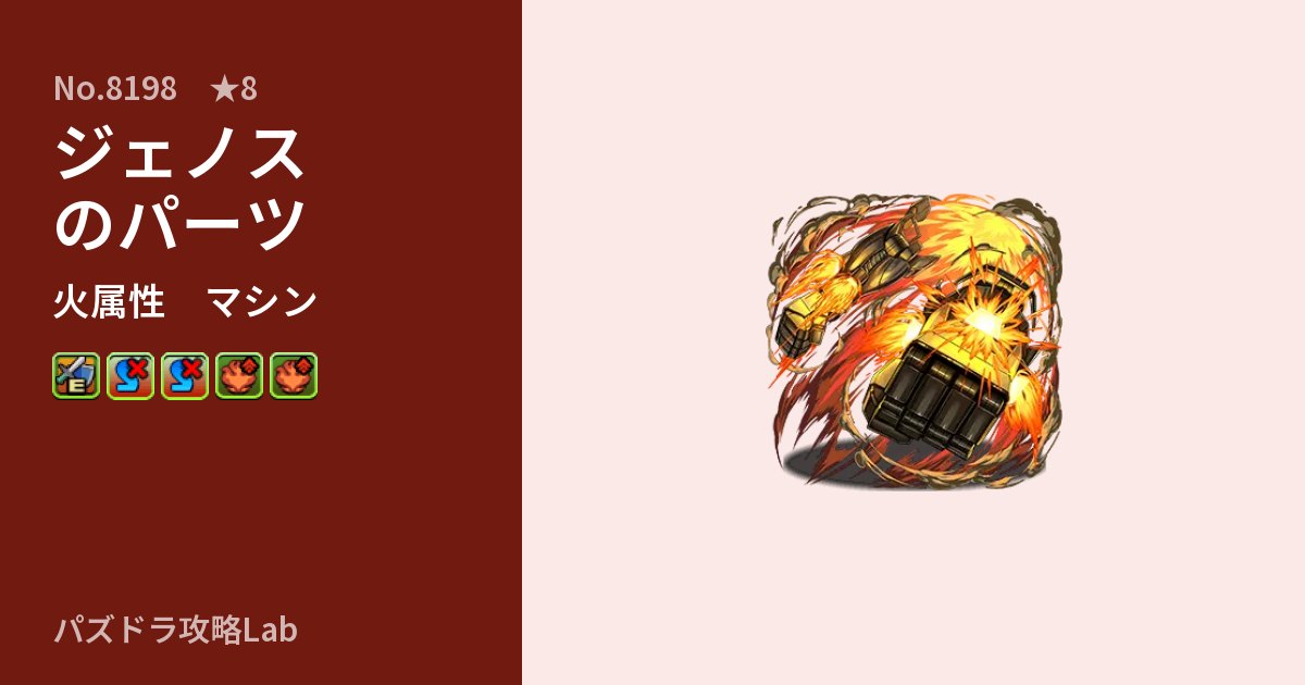 【パズドラ】ジェノスのパーツの性能・覚醒・スキルのアイキャッチ