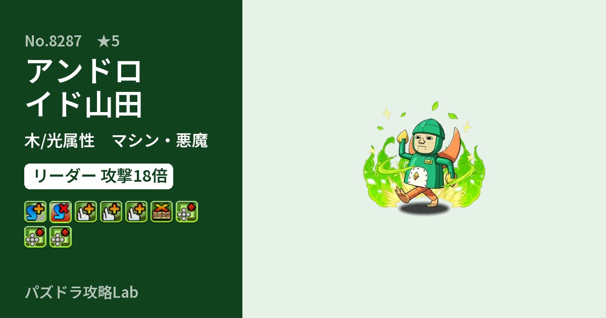 【パズドラ】アンドロイド山田の性能・覚醒・スキルのアイキャッチ