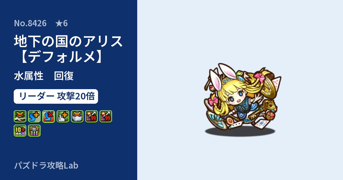 【パズドラ】地下の国のアリス【デフォルメ】の性能・覚醒・スキルのアイキャッチ