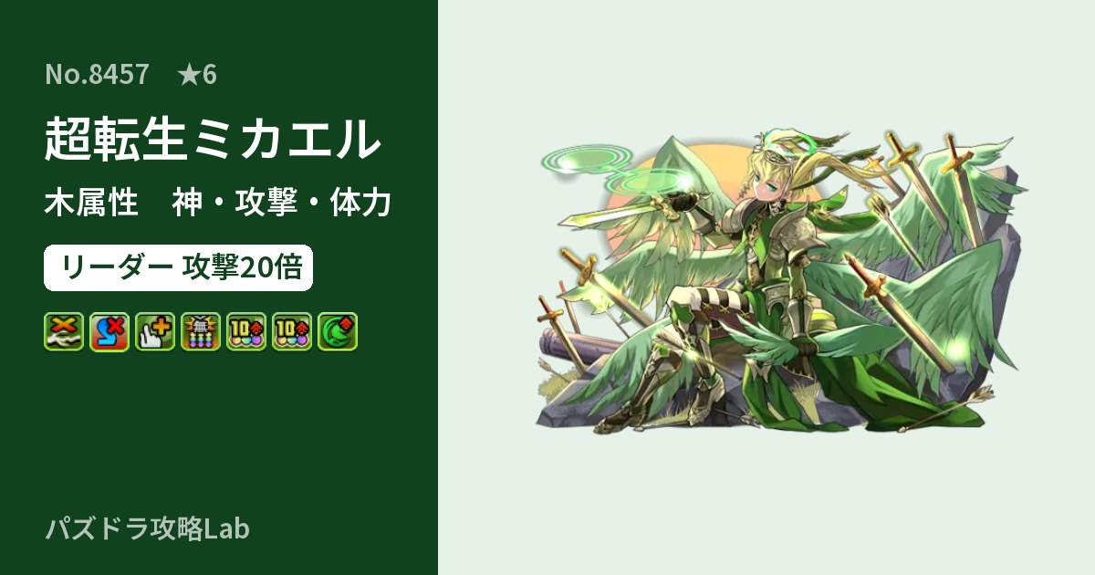 【パズドラ】超転生ミカエルの性能・覚醒・スキルのアイキャッチ