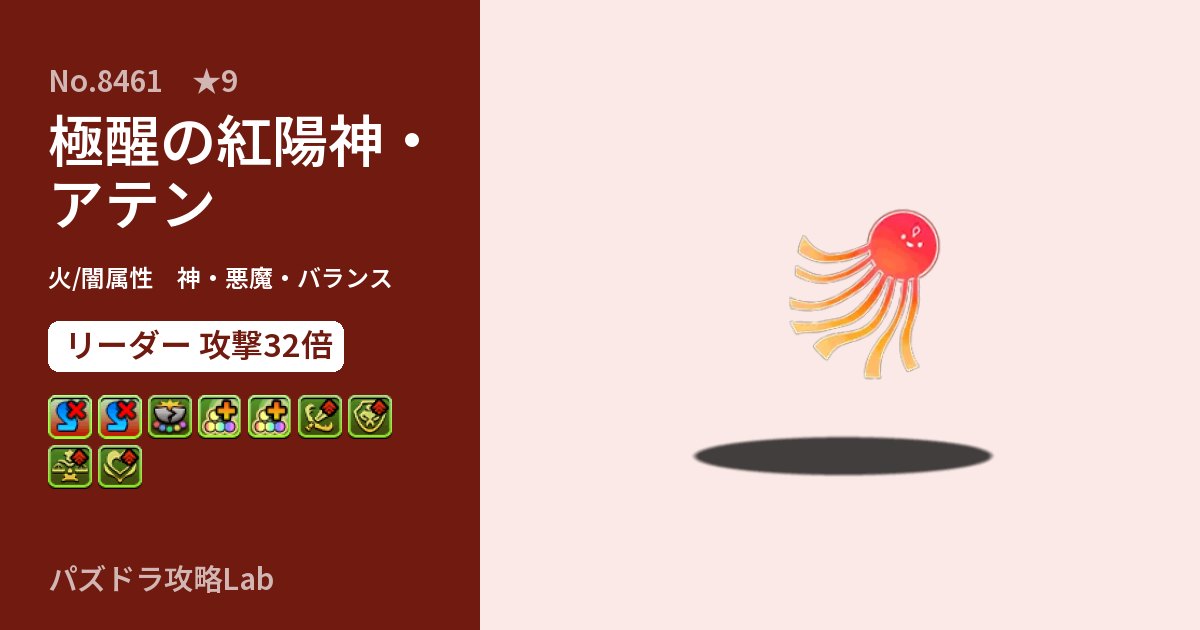 【パズドラ】極醒の紅陽神・アテンの性能・覚醒・スキルのアイキャッチ