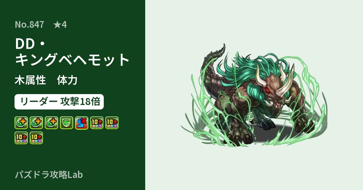 【パズドラ】DD・キングベヘモットの性能・覚醒・スキルのアイキャッチ