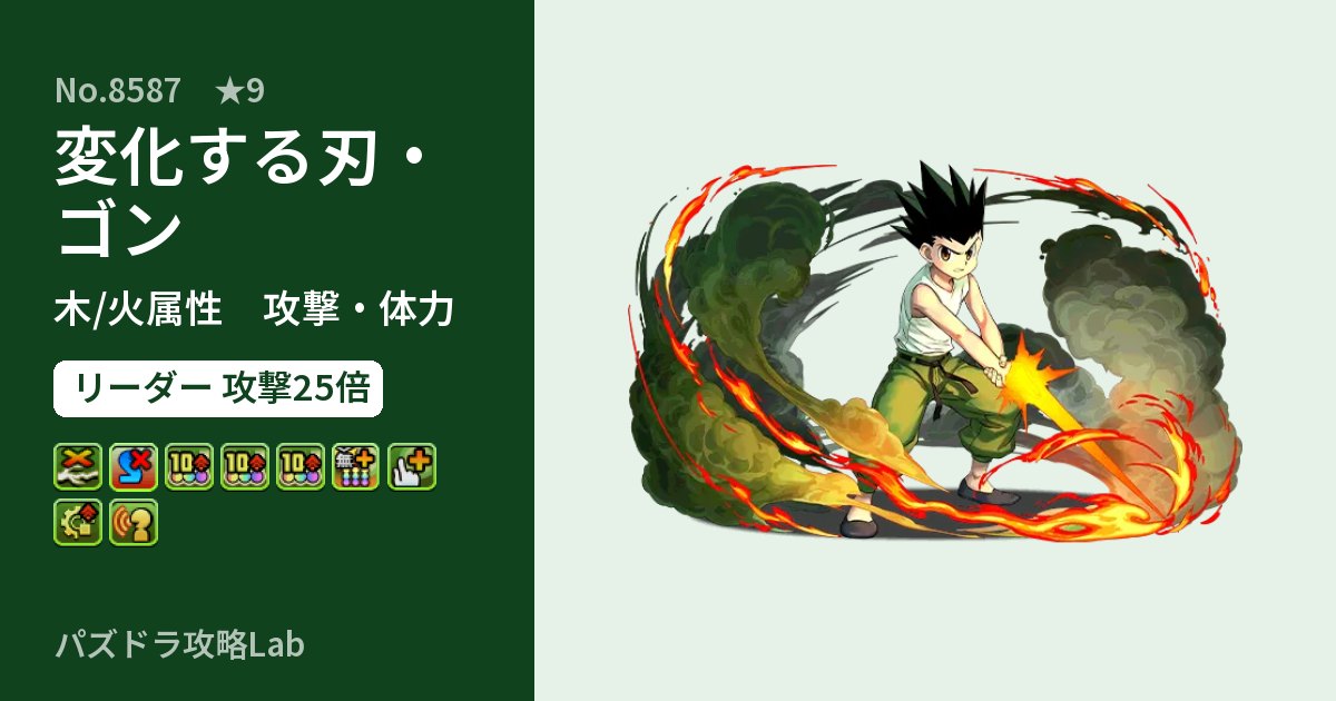 【パズドラ】変化する刃・ゴンの性能・覚醒・スキルのアイキャッチ