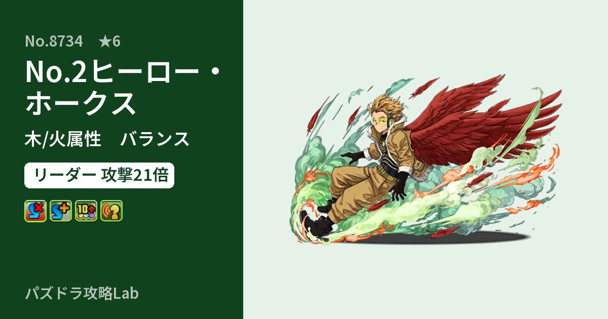【パズドラ】No.2ヒーロー・ホークスの性能・覚醒・スキルのアイキャッチ