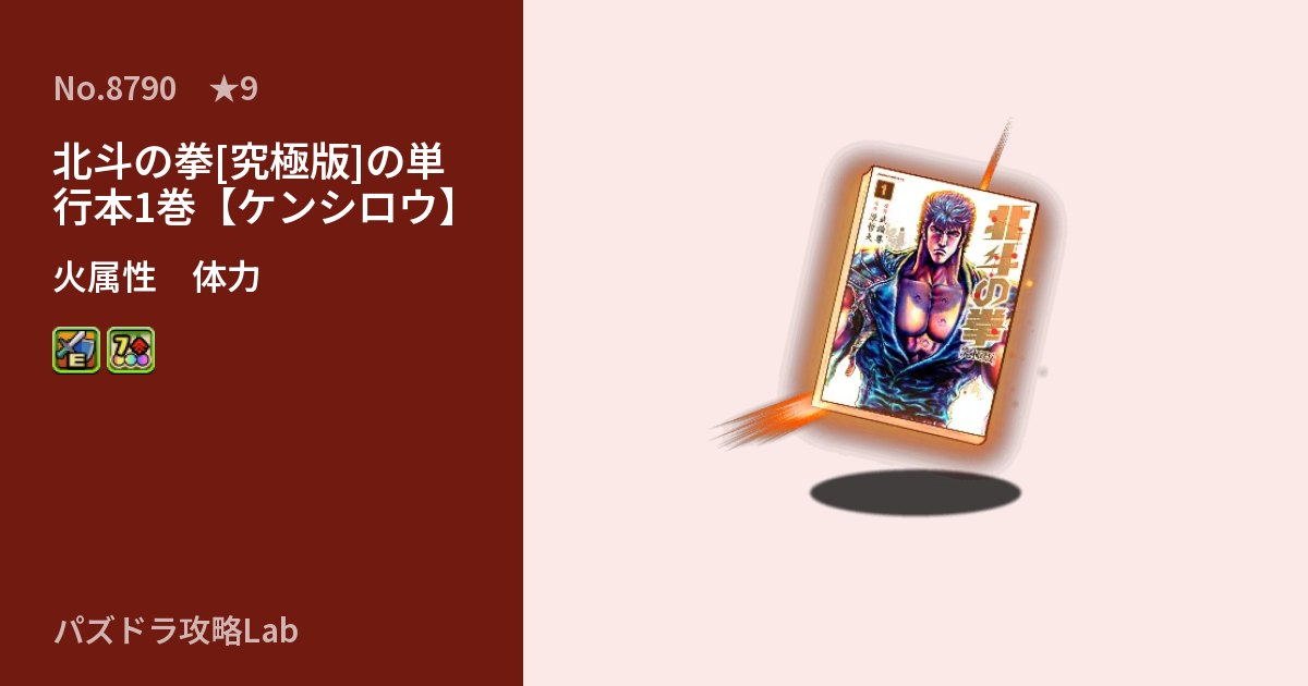 【パズドラ】北斗の拳[究極版]の単行本1巻【ケンシロウ】の性能・覚醒・スキルのアイキャッチ