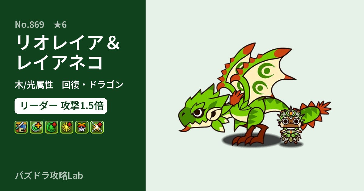 【パズドラ】リオレイア＆レイアネコの性能・覚醒・スキルのアイキャッチ