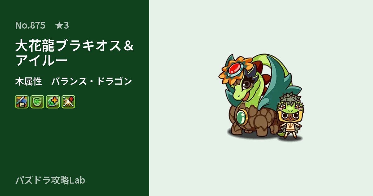 【パズドラ】大花龍ブラキオス＆アイルーの性能・覚醒・スキルのアイキャッチ
