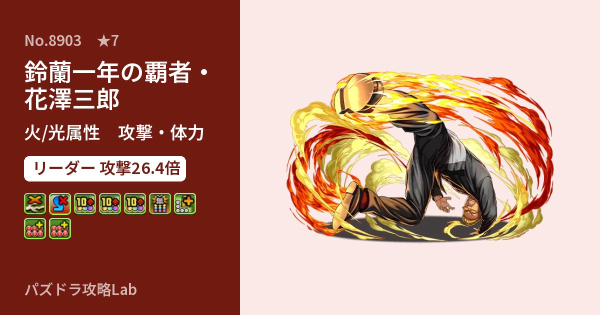 【パズドラ】鈴蘭一年の覇者・花澤三郎の性能・覚醒・スキルのアイキャッチ