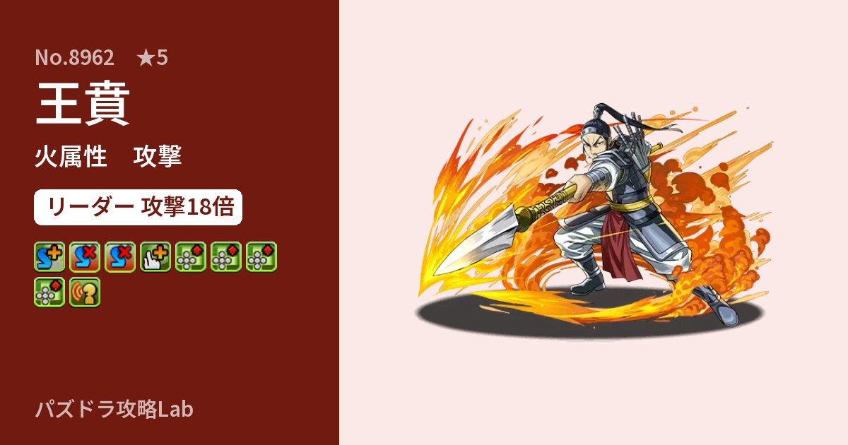 【パズドラ】王賁の性能・覚醒・スキルのアイキャッチ
