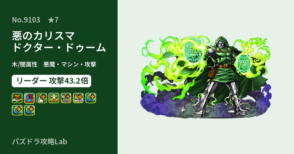 【パズドラ】悪のカリスマ ドクター・ドゥームの性能・覚醒・スキルのアイキャッチ