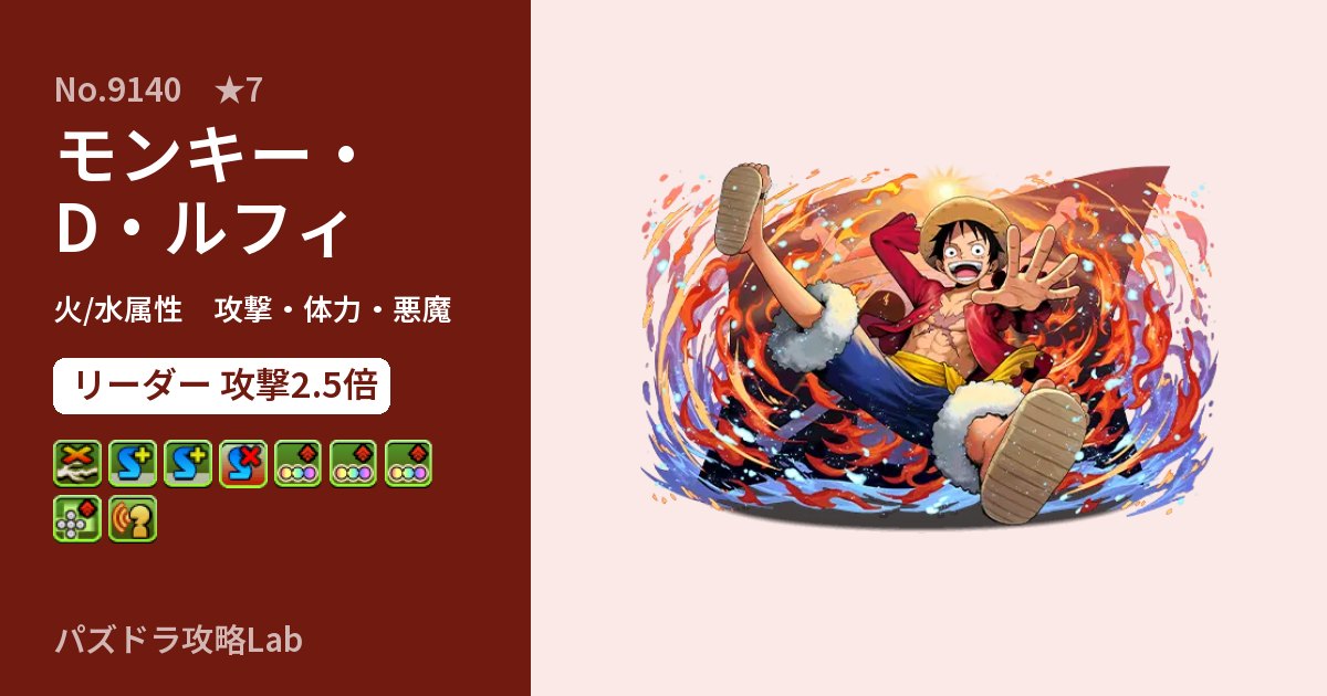 【パズドラ】モンキー・D・ルフィの性能・覚醒・スキルのアイキャッチ
