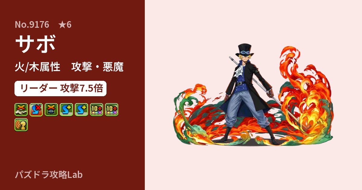 【パズドラ】サボの性能・覚醒・スキルのアイキャッチ