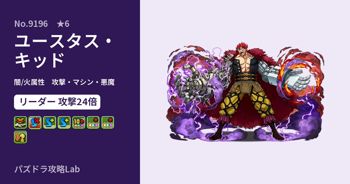 【パズドラ】ユースタス・キッドの性能・覚醒・スキルのアイキャッチ