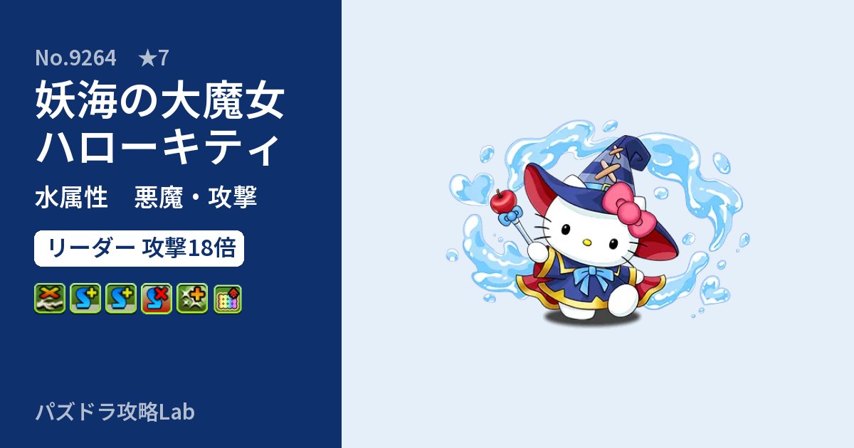 【パズドラ】妖海の大魔女ハローキティの性能・覚醒・スキルのアイキャッチ