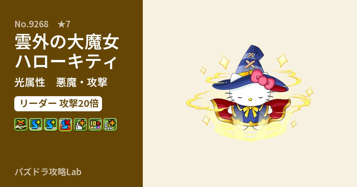【パズドラ】雲外の大魔女ハローキティの性能・覚醒・スキルのアイキャッチ