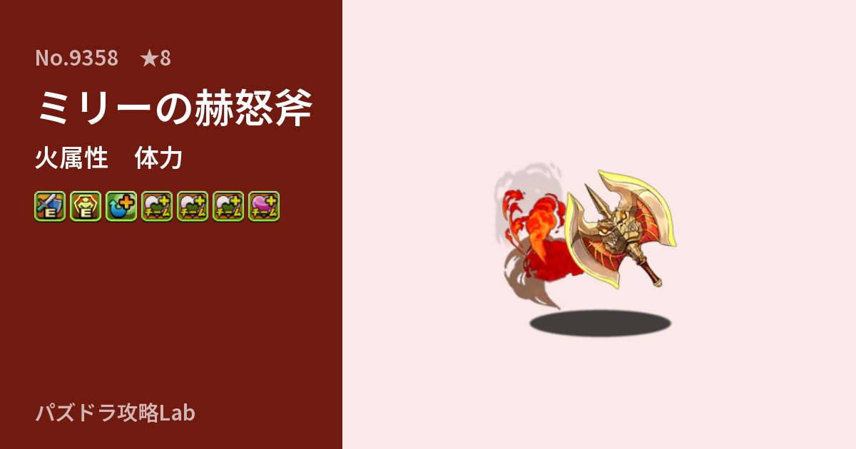 【パズドラ】ミリーの赫怒斧の性能・覚醒・スキルのアイキャッチ