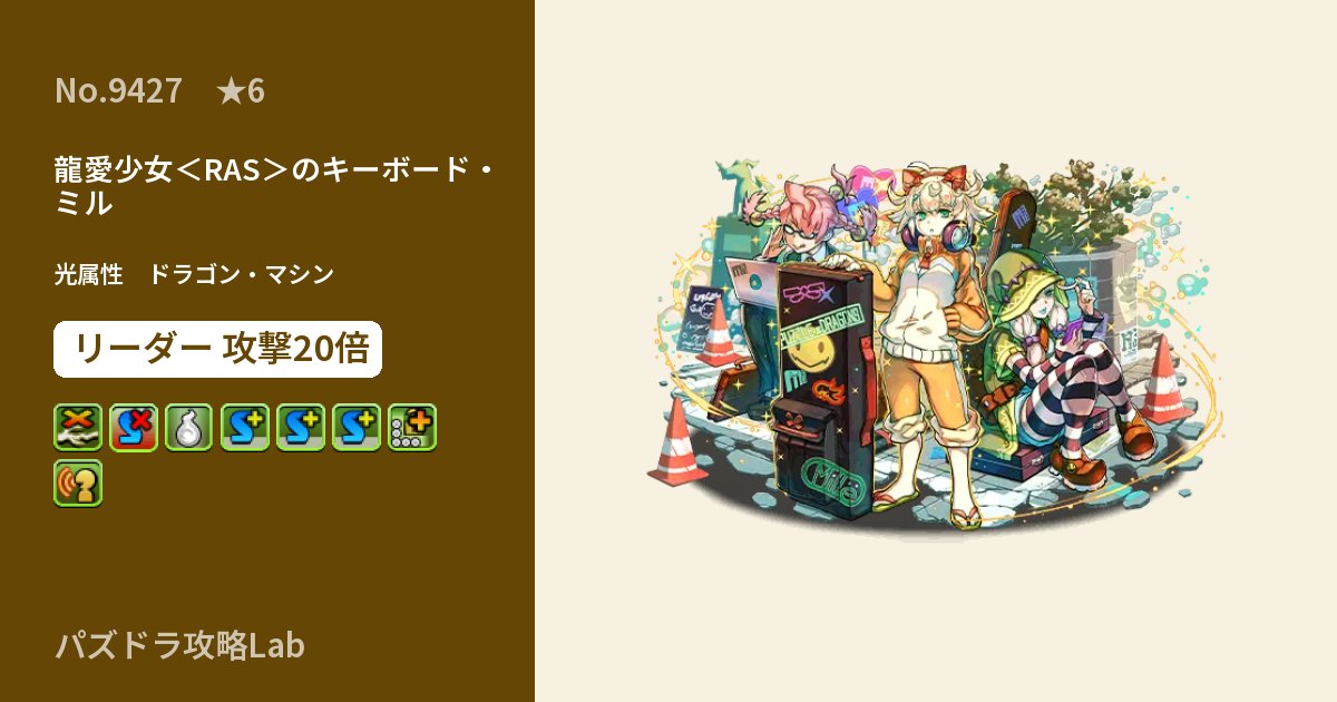 【パズドラ】龍愛少女＜RAS＞のキーボード・ミルの性能・覚醒・スキルのアイキャッチ