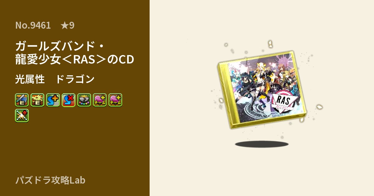 【パズドラ】ガールズバンド・龍愛少女＜RAS＞のCDの性能・覚醒・スキルのアイキャッチ