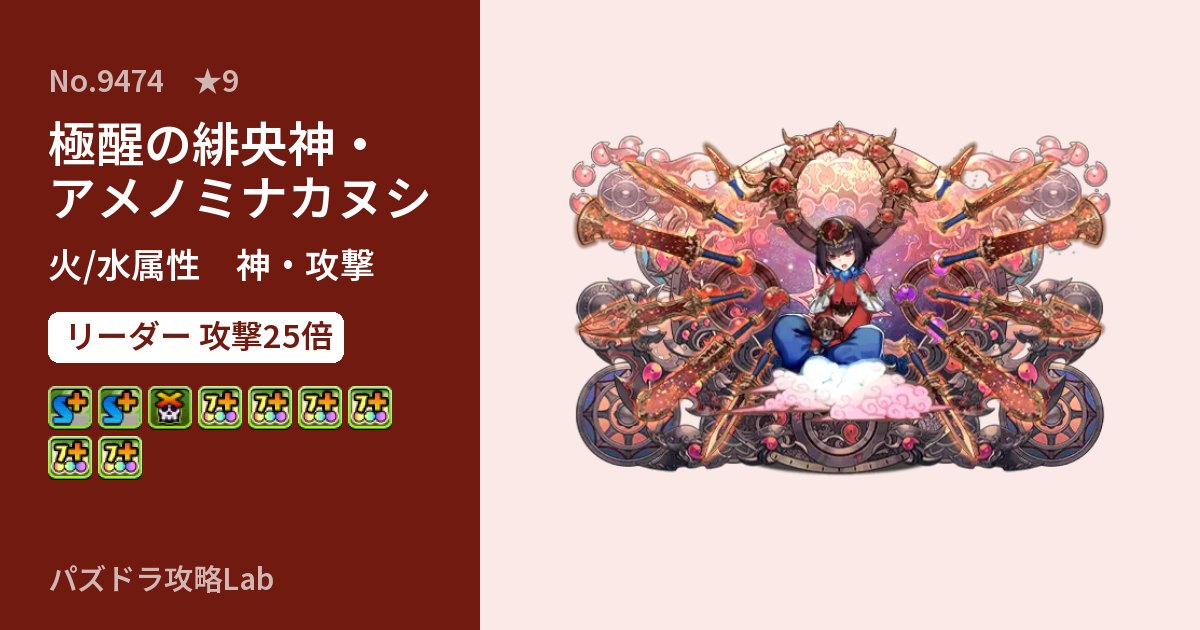 【パズドラ】極醒の緋央神・アメノミナカヌシの性能・覚醒・スキルのアイキャッチ