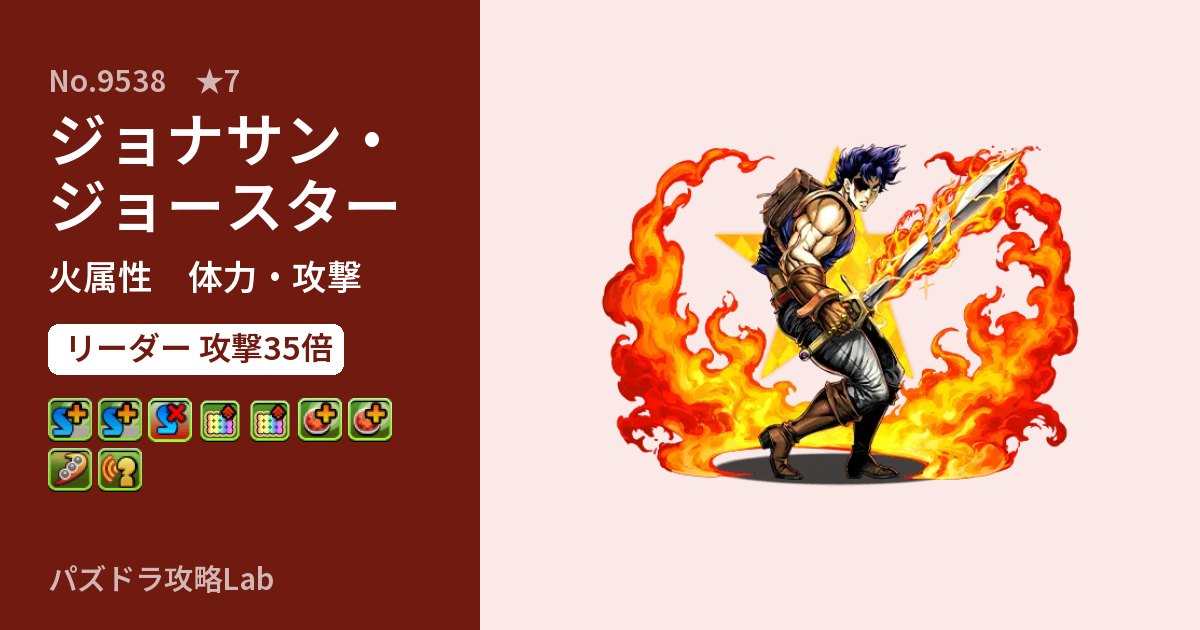 【パズドラ】ジョナサン・ジョースターの性能・覚醒・スキルのアイキャッチ