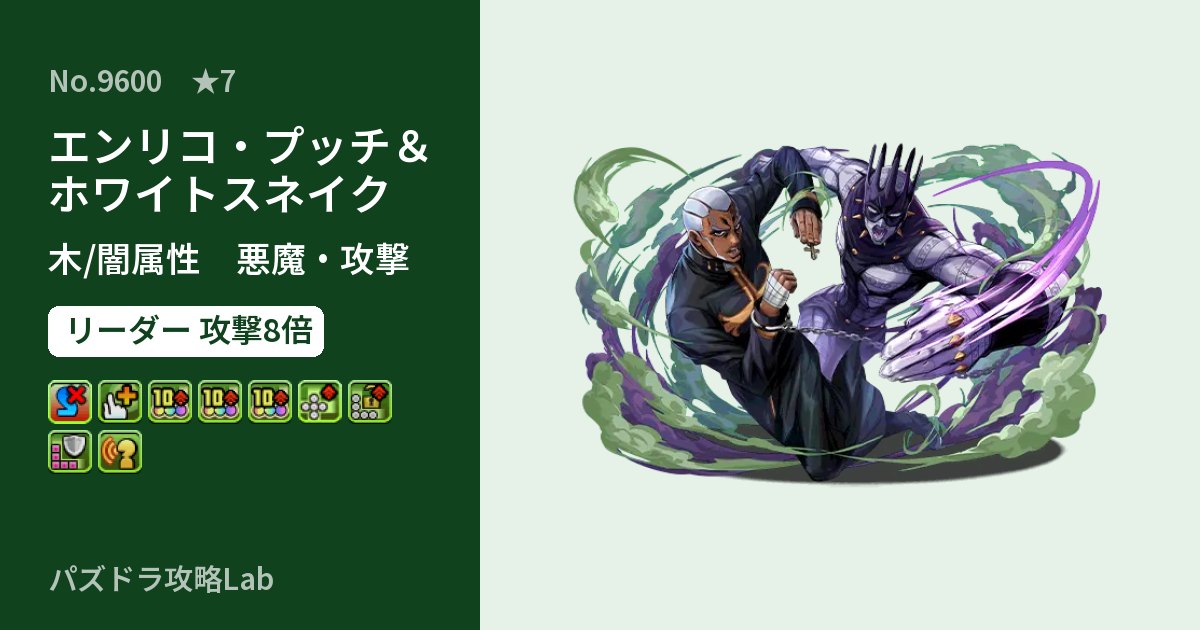 【パズドラ】エンリコ・プッチ＆ホワイトスネイクの性能・覚醒・スキルのアイキャッチ