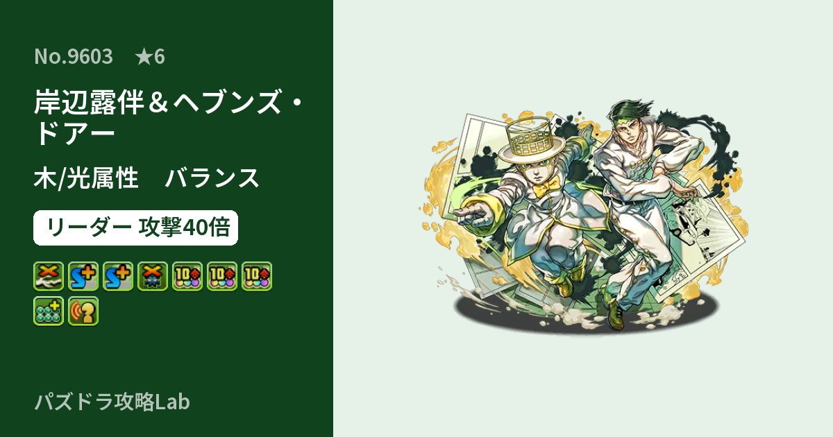 【パズドラ】岸辺露伴&ヘブンズ・ドアーの性能・覚醒・スキルのアイキャッチ