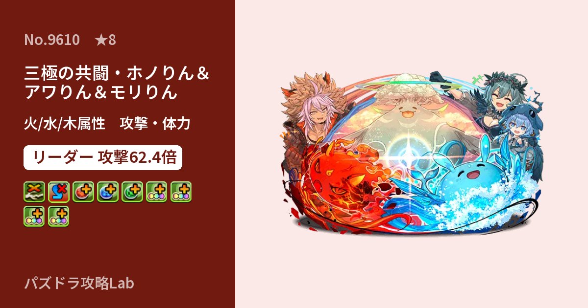 【パズドラ】三極の共闘・ホノりん&アワりん&モリりんの性能・覚醒・スキルのアイキャッチ