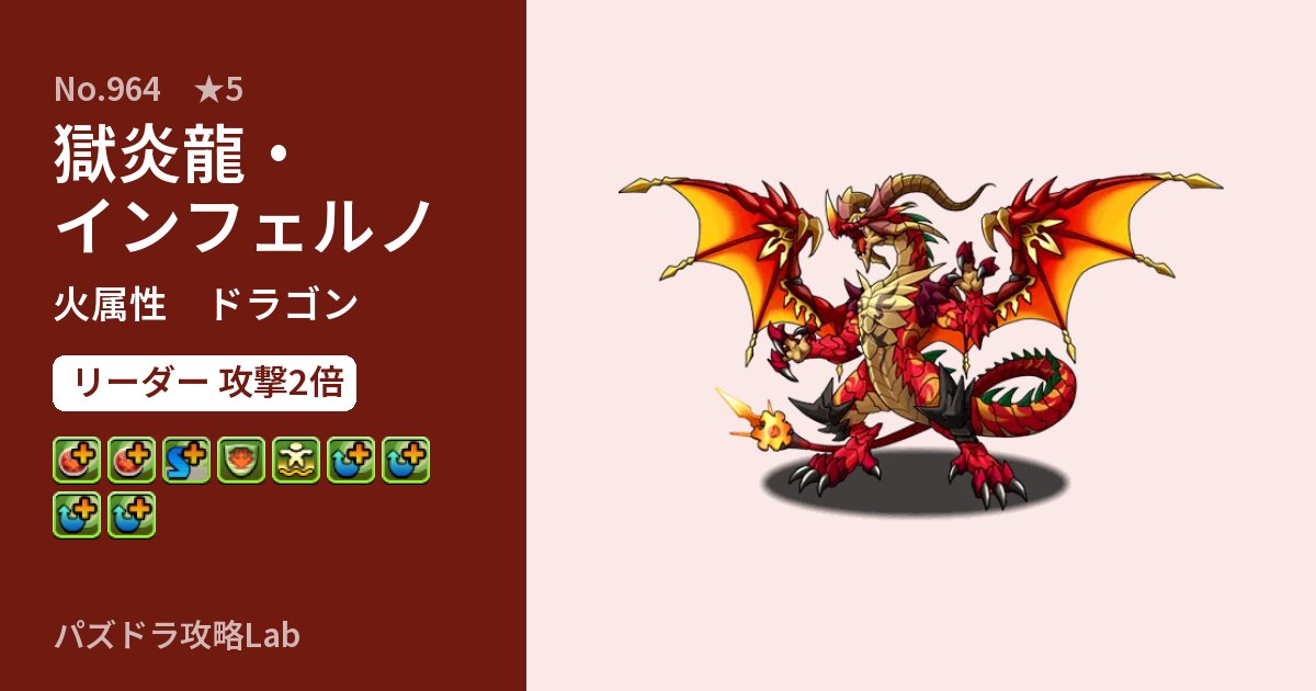 【パズドラ】獄炎龍・インフェルノの性能・覚醒・スキルのアイキャッチ