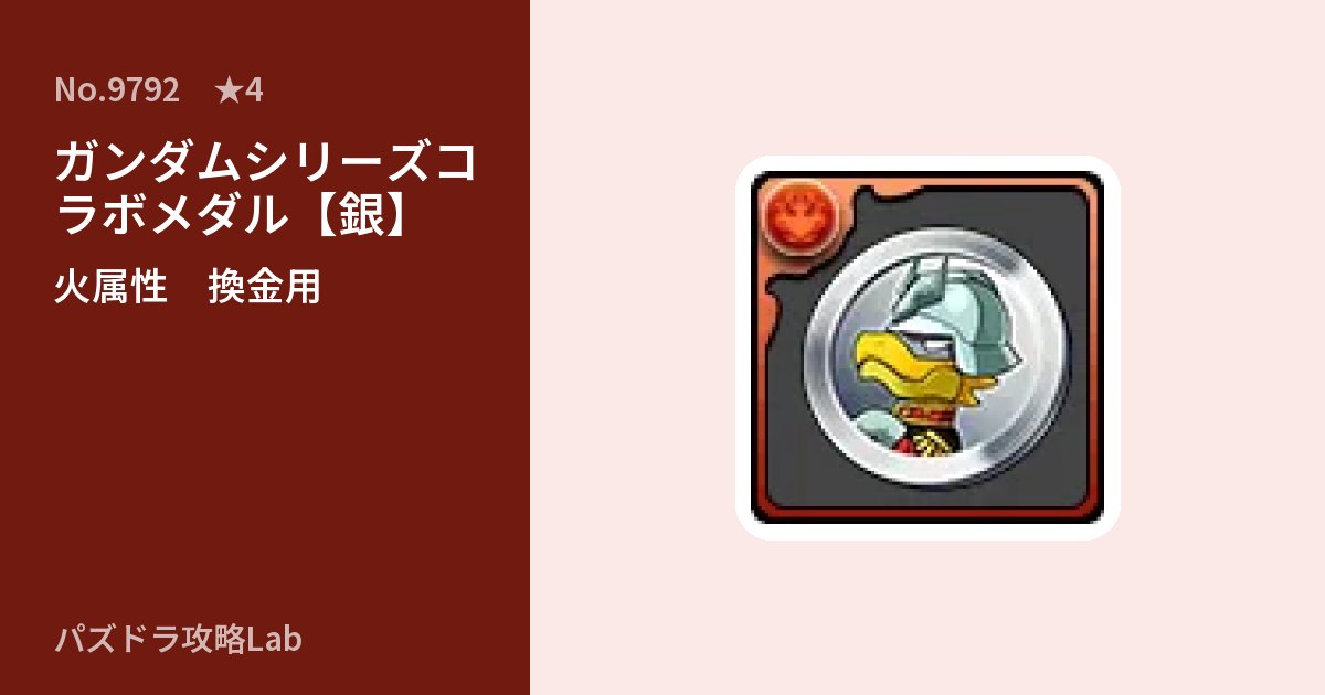 【パズドラ】ガンダムシリーズコラボメダル【銀】の使い道とステータスのアイキャッチ