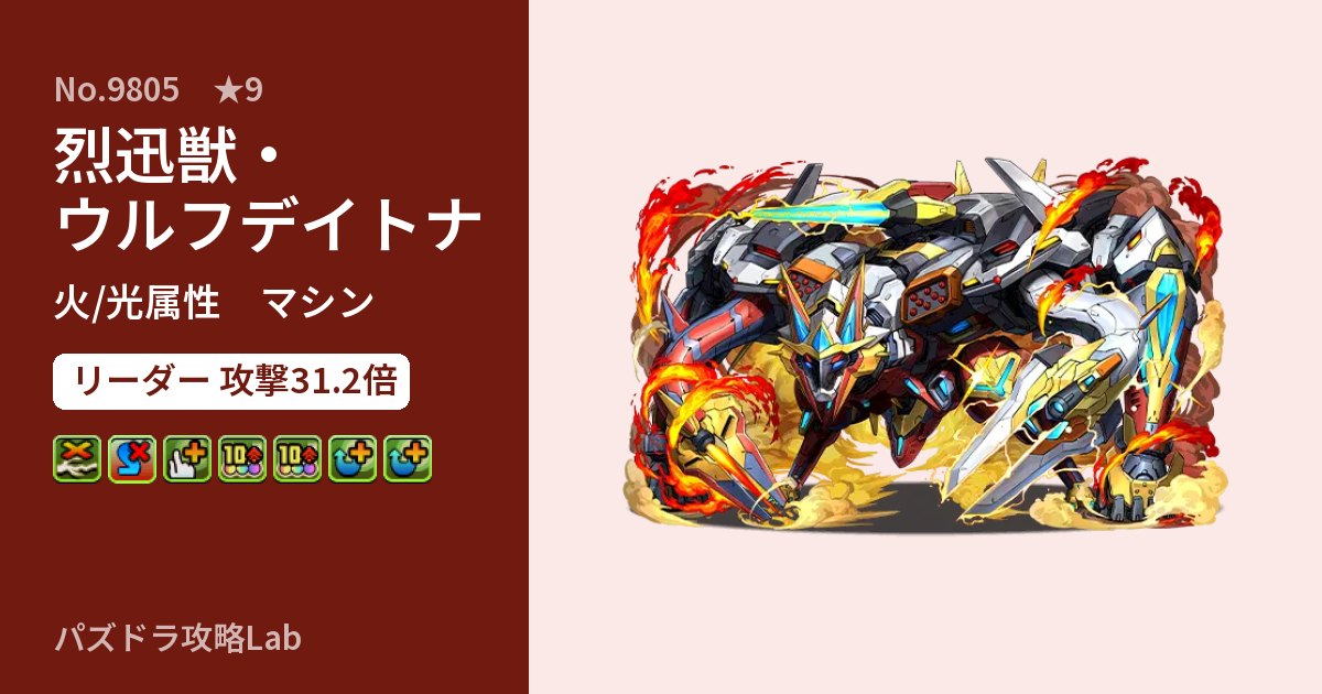 【パズドラ】烈迅獣・ウルフデイトナの性能・覚醒・スキルのアイキャッチ
