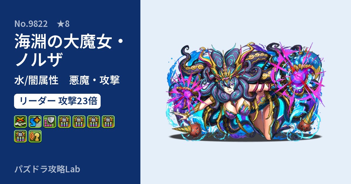 【パズドラ】海淵の大魔女・ノルザの性能・覚醒・スキルのアイキャッチ