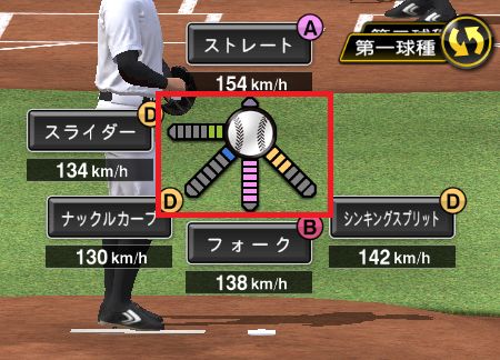 投球の画面の変化量の目盛り