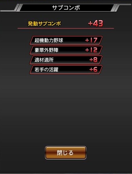 サブコンボの内訳の画面