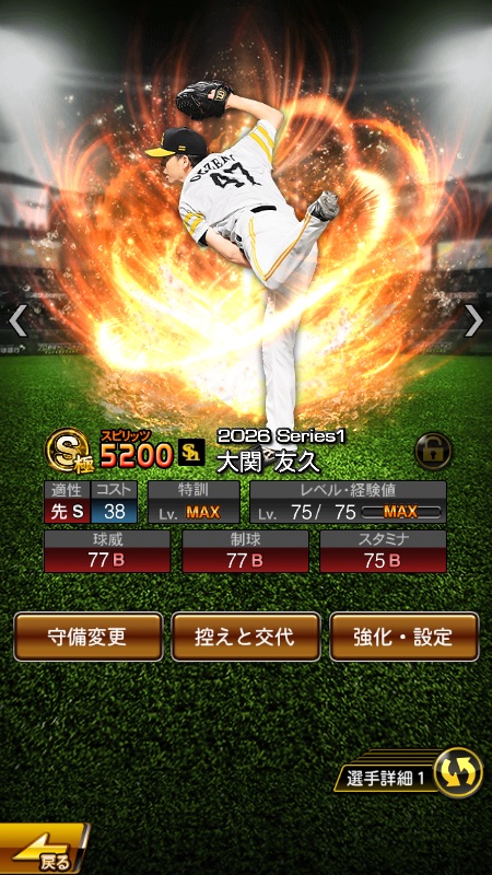選手の詳細画面の例