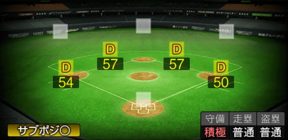 知野 直人の守備適性（ゲーム内の画面）