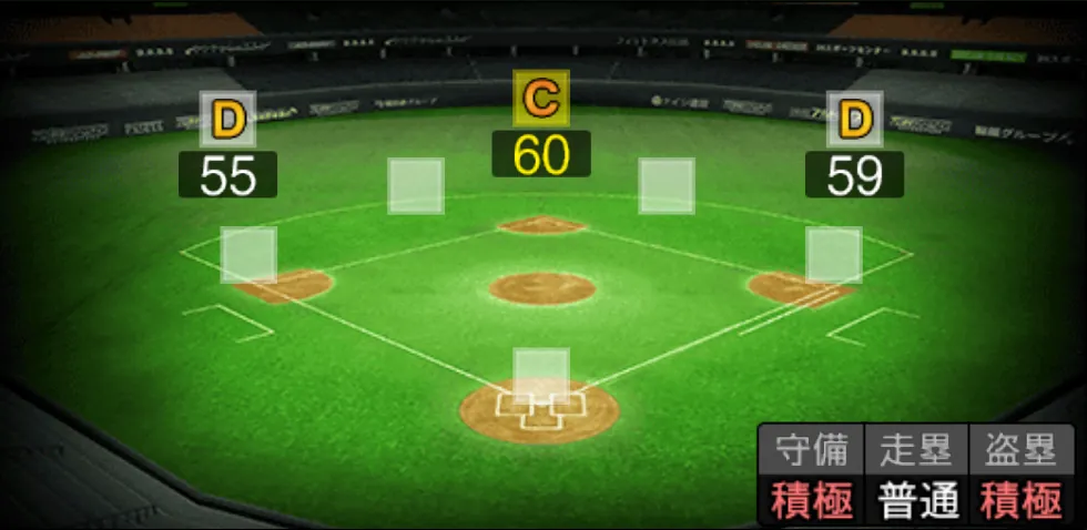 天谷 宗一郎の守備適性(ゲーム内の画面)