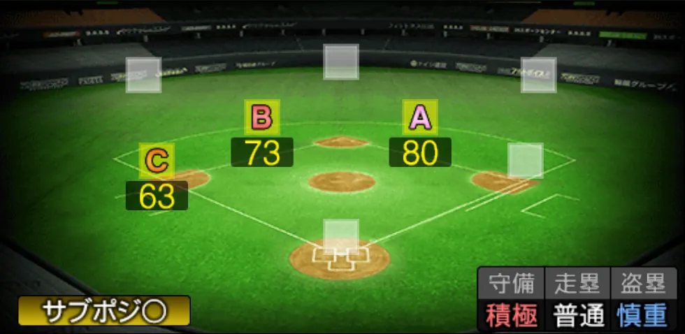 藤田 一也の守備適性(ゲーム内の画面)