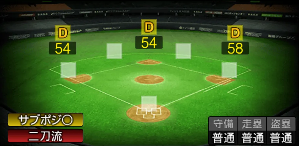 大谷 翔平の守備適性(ゲーム内の画面)