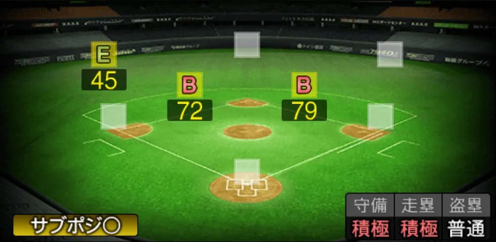 吉川 尚輝の守備適性(ゲーム内の画面)