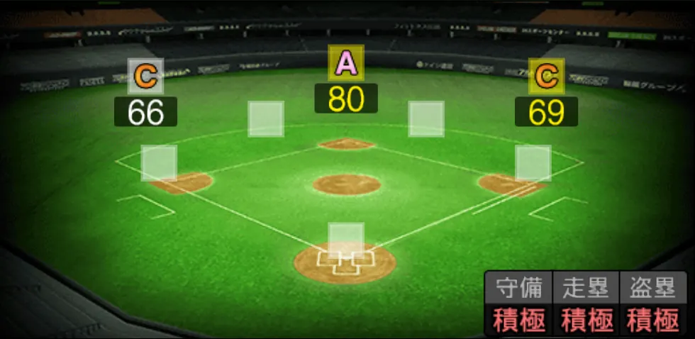 秋山 翔吾の守備適性(ゲーム内の画面)