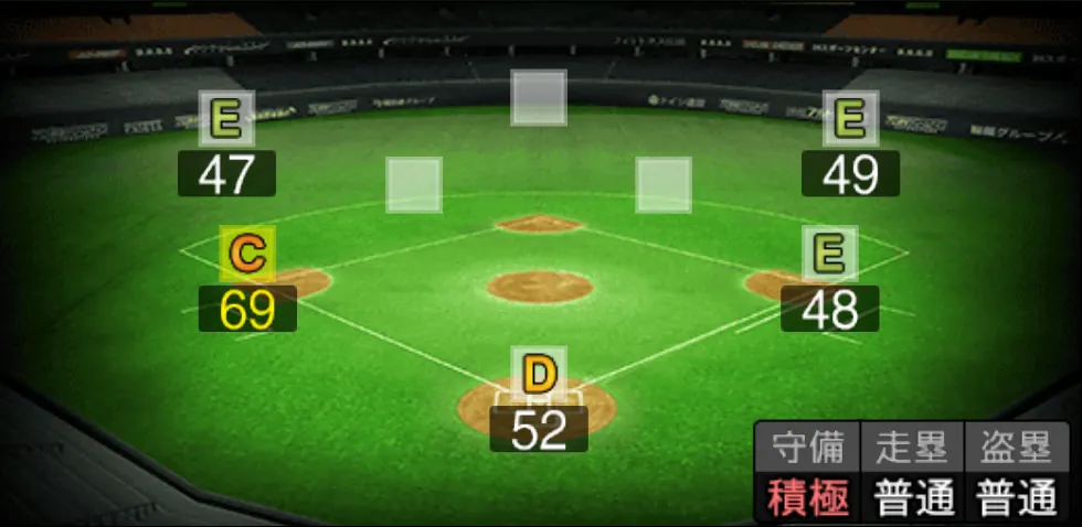今成 亮太の守備適性（ゲーム内の画面）