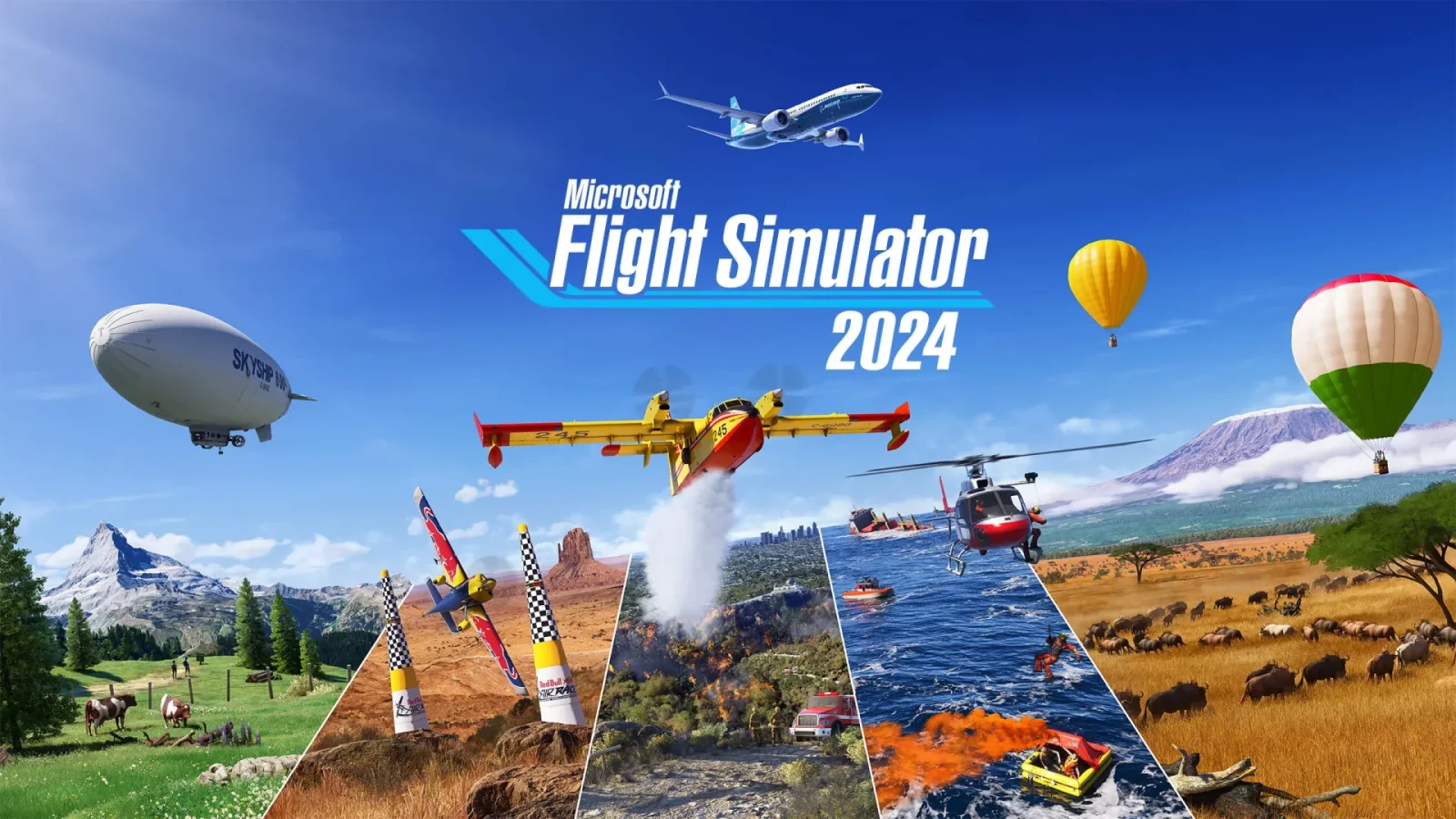 Microsoft Flight Simulator 2024のさまざまな飛行体験を描いたビジュアル