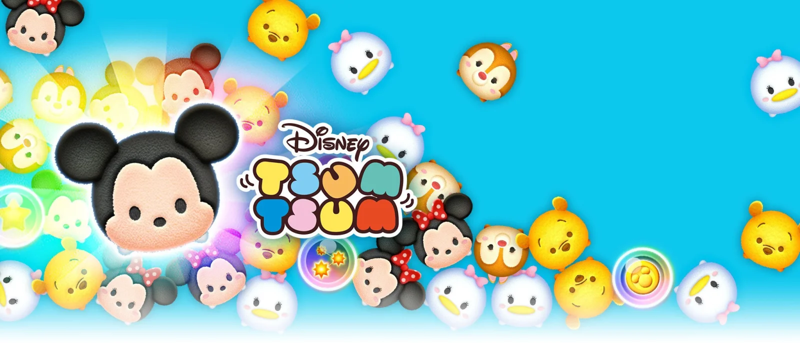 ツムツムのキャラクターとゲームロゴが並ぶビジュアル